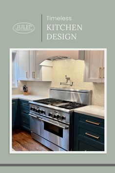 Image of a backsplash of Julep Tile's handmade tile in Bloom style with Cream Crackle color surrounding the cooktop area. Kitchen Pop