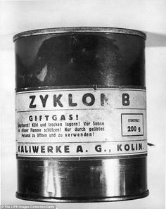 a black and white photo of a can of zyklor b