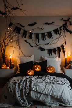 Fall Furniture , Autumn Cozy Fall ,Decor Easy Fall ,
Decor Neutral Fall ,Decor Fall ,Decor Inspiration ,Fall Decor Ideas Halloween Themed Room Bedrooms, Halloween Theme Bedroom Ideas, Ways To Decorate Your Bedroom For Halloween, Halloween Decor For Room, Creepy Bedroom, Halloween Bedroom Lights, Goth Fall Aesthetic Bedroom, Haunted Bedroom, Spooky Bedroom Decor