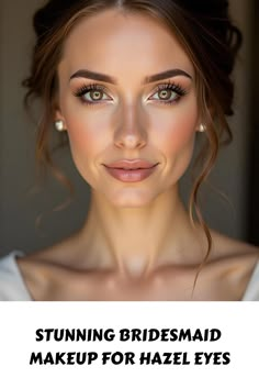 Stunning Bridesmaid Makeup for Hazel Eyes Make Up Fair Skin, Bridesmaid Makeup For Hazel Eyes, Mob Makeup, Makeup Color Palette, Makeup For Photography, Eye Makeup Color, Mother Of The Bride Makeup, Mother Of Bride Makeup, Glam Bridesmaid