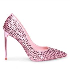 Steve Madden Womens Vala-R Pink Heels Step Out In Vala-R And Get Ready To Stun. This Sharp Stiletto Heel Is Covered In Sparkling Rhinestones And Pops Against Any Look. Textile Or Synthetic Upper Material With Stones Vegan Leather Lining Synthetic Sole 4 Inch Heel Height New Without The Box There Are Store Markings On The Sole. High Heels With Rhinestone Rivets, Party Heels With Rhinestone Rivets And Round Toe, Pointed Toe Heels With Bling, High Heels With Rhinestone Rivets For Party, Glamorous Heels With Rhinestone Rivets For Night Out, Elegant Formal Heels With Rhinestone Rivets, Formal Bling Heels With Pointed Toe, Formal Rhinestone Rivets Heels, Formal Heels With Rhinestone Rivets And Round Toe