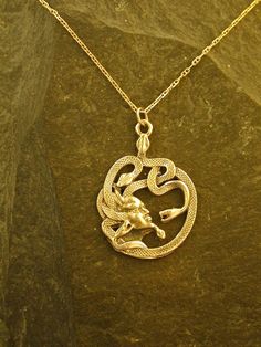 "This Medusa pendant is 14K Gold. The included chain is a 14K Gold chain. You may choose 16, 18 or 20 inch at the same price. Other length available at sightly higher prices. This Medusa pendant measures 1 5/8\" Tall and 1\" across.. I hand cast all my pieces using the lost wax casting method. Please ask your needs. You may call me with questions, often I am out so please use my machine. 831-476-3176. Satisfaction Guaranteed! I send items USPS First Class unless otherwise directed. I send as soo Medusa Jewelry, Medusa Necklace, Medusa Pendant, Gold Pendants For Men, Ankle Bracelet Tattoo, Tattoo Bracelet, Pagan Jewelry, Gold Chain With Pendant, Wax Casting