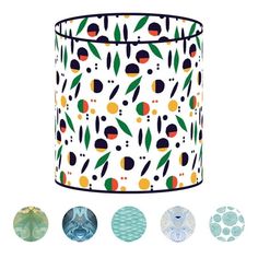 an image of a lamp shade with different colors and shapes on the lampshade