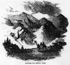 an old black and white drawing of mountains