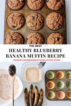 the best healthy blueberry banana muffin recipe with ingredients to bake in it