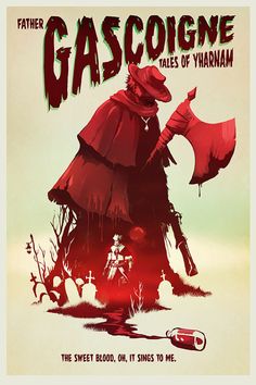 the poster for gascoigne tales of yurnam shows a man in a red cloak holding an umbrella