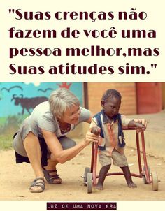 an older woman helping a young boy on a small wooden chair in front of a building