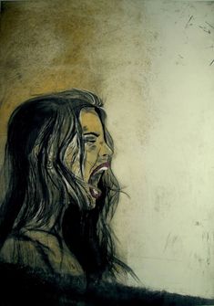 a drawing of a woman with long hair