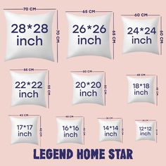 the legend home star pillow size guide