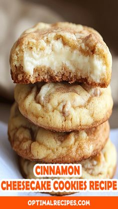 Get ready to indulge in the perfect blend of creamy cheesecake and warm cinnamon with these irresistible Cinnamon Cheesecake Cookies! 🧑‍🍳🍪 This easy recipe combines the comforting flavors of fall into soft, melt-in-your-mouth cookies that will leave you wanting more. Perfect for baking beginners and seasoned pros alike, these cookies are ideal for cozy nights, holiday treats, or a fun baking day with friends! Pin now to save for later and bring a taste of sweet comfort to your kitchen. 🍂💕 #CinnamonCookies #CheesecakeCookies #EasyBaking #FallRecipes #HolidayBaking Easy Deserts With Stuff At Home, Easy Bake Cookies Recipes, Easy Yummy Desserts Quick Snacks, Simple Breakfast Desserts, Cinnamon Sugar Cheesecake Cookies, Dessert Recipes With Kitchen Aid Mixer, Cinnamon Cream Cheese Cookies Recipes, Christmas Cookies Cheesecake, Date Night Desert Ideas