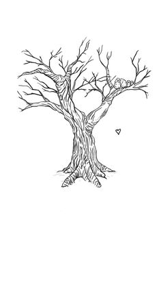 a drawing of a tree with no leaves