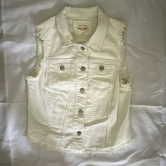 New White Vest Demin Jacket Waxed Jeans, White Vest, Vest White, Jean Jackets, Jean Jacket, White Jeans, Wax, Jackets & Coats, Color White