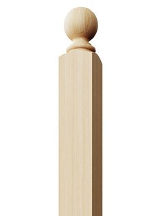 the top of a wooden post with a ball and finial on it's end