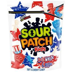 All City Candy Sour Patch Kids Red, White, & Blue - 1.8 lb. Bag Sour Mondelez International For fresh candy and great service, visit www.allcitycandy.com Blue Sour Patch, Candy Stash, Mike And Ike, White Pineapple, Grocery Foods, Candy Brands