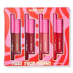 Meet Your Match Lip Set - JOYBRIGHT H24 LIP SETS MEET YOUR MATCHBenefitsIncludes 2 liquid lipsticks and 2 lip glosses each with matching liners - everything you need for the matching lip lookFeaturesProudly cruelty free - Meet Your Match Lip Set Ulta Gift Sets, Cheap Makeup Brands, Lip Sets, Lip Liner Set, Kylie Lips, Kylie Lip Kit, Makeup Package, Cheap Makeup, Lip Set