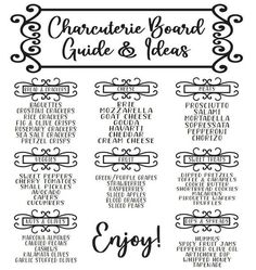 a black and white poster with the words charlotte board guide and ideas on it's side