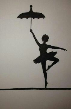 a drawing of a ballerina holding an umbrella