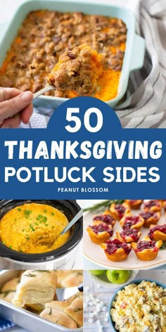 thanksgiving potluck sides with text overlay