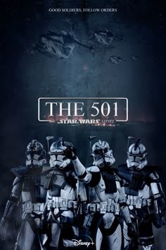 the poster for star wars, which features two troopers in armor and one is pointing at something