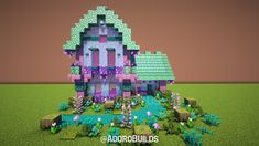 an image of a house made out of legos in the middle of a field