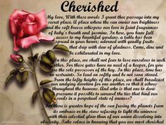 a pink rose on top of a piece of parchment paper with the words cherished