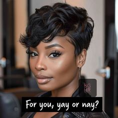 Black Girls Hair Rocks (@bghrocks) • Instagram photos and videos Pixi Hair 2024, Short Hair Pixie Cuts Black Women, Wavy Pixie Hairstyles, Black Girls Hair, Sassy Hairstyles, Hairstyles Inspiration, Black Instagram, Pixie Haircut For Round Faces, Chic Short Hair