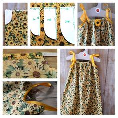 the instructions for how to sew a sunflower dress with an apron and headband