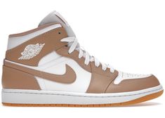 Jordan 1 Mid Tan Gum - 554724-271 Air Jordan 1 Mid Purple, Jordan 1 Mid Purple, Jordan 1s Mid, Original Air Jordans, Authentic Jordans, Jordan Sneaker, Nike Fashion Shoes, Jordan Shoes Girls, Nike Air Jordan 1 Mid