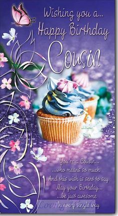 a birthday card with two cupcakes on it and the words, wishing you a happy