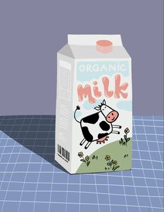 a carton of milk with a cartoon cow on it