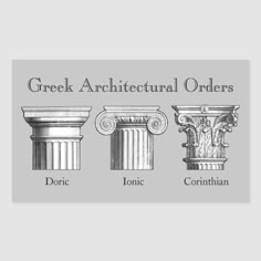 the greek architectural orders are shown in three different styles and colors, including white or black