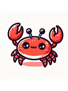 a red crab with black spots on it's face and legs, standing in front of a white background