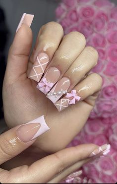 Uñas Aesthetic, Bday Nails, Birthday Nail, Girly Acrylic, Medium Nails, Really Cute Nails, Jelly Nails