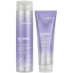 Enhance and maintain your cool, bright blonde hair with the Joico Blonde Life VIOLET Shampoo and Conditioner duo. This 10.1 oz shampoo and 8.5 oz conditioner set is specially formulated to neutralize unwanted brassiness and preserve the cool tones of your blonde locks. Infused with violet pigments and advanced conditioning agents, this duo ensures your blonde hair remains vibrant, luminous, and beautifully refreshed. Cool Bright Blonde, Joico Blonde Life, Violet Shampoo, Bright Blonde Hair, Colour Touch Wella, Grey Blonde Hair, Punky Color, Purple Shampoo And Conditioner, Wella Color Charm