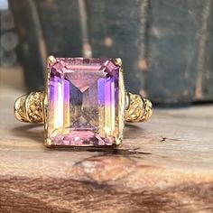 Beautiful 14 Karat Golden Ametrine Ring I Have A Matching Pendant Weighs 6.2g Pink Amethyst Ring For Formal Occasions, Ametrine Ring, Ring Color, Purple Gold, Womens Jewelry Rings, Vintage Jewelry, Women Jewelry, Ring, Purple