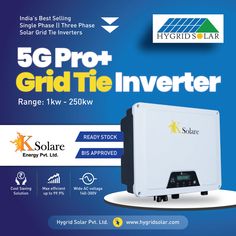 an advertisement for the 5g prot grid tie inverter