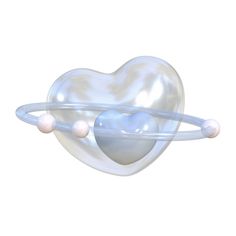 a heart shaped object with two pearls attached to it's sides, on a white background