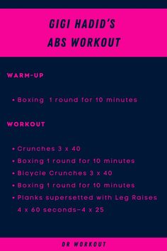 Gigi Hadid’s Abs Workout Gigi Hadid Workout Routine, F1 Workout, Gigi Hadid Abs, Gigi Hadid Workout, Celebrity Workout Routine, Celebrity Workouts, Intense Ab Workout, At Home Workouts For Women, Workout Routines For Women