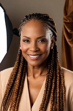 Default Vibrant portrait of a 40 woman with stunning braids ph 3 Older Women's Hairstyles, Bob Braids Hairstyles