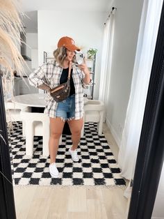 Platform Vans Outfit Spring, Shorts Outfits Women Curvy, Curvey Summer Outfits 2022, Summer Cookout Outfit Plus Size, Cute Casual Shorts Outfits, Plus Size Summer Outfits Casual Boho Chic, Summer Going Out Outfit Midsize, Drs Appointment Outfit Casual, Cute Day Outfits Summer