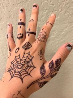 a person's hand with tattoos on it