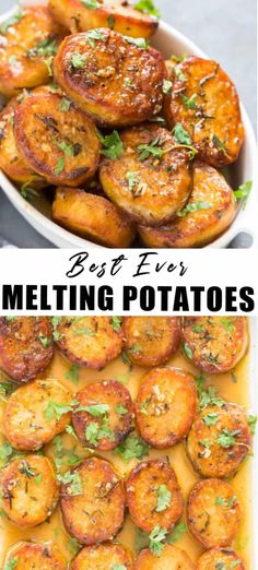 the best ever melting potatoes with parsley on top