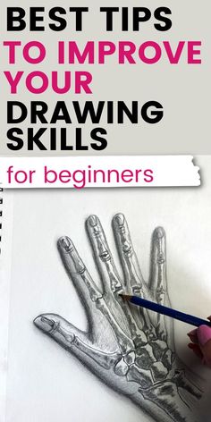 artist drawing a graphite picture of a skeletal hand Drawing Prompt List, Drawing Tips For Beginners, Make Drawing, Improve Your Drawing Skills, Basic Art Techniques, Improve Your Drawing, Beginner Drawing Lessons, Improve Drawings, Prompt List