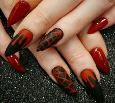 Love Black Halloween Nails, Witchy Nails, Stiletto Nail Art