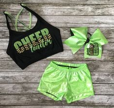 Fitted Green School Sets, Fitted Green Sets For School, Cheerleader Girls, Cheer Team Shirts