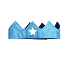 a blue crown with a white star on it