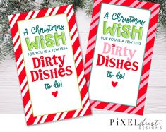 christmas wish for you is a few less dirty dishes to do printable tags - set of 2