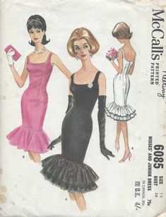 ✦ Circa:    1961 ✦ Details:  Two style variation WIGGLE DRESS ✦ Size/Measurements(Inches):     ~ Size:  14     ~ Bust: 34″     ~ Waist:  26″    ~ Hip:  36″ ~ Please Note: ~ You are buying a 'Professional Reproduced' copy of this sewing pattern. Copied from the original sewing pattern. Produced in Full Scale Pattern Pieces ready to cut with full instructions included. Reproduced on high quality 50 gm paper with black ink, durable and easier for reuse. Printed by a Professional Printing Company.   ~ With this product comes an accompanying 'Booklet' and inside the Booklet it includes: ~ A 2-page Instructions and Illustrations on 'How to Adjust Your pattern to your Personal Measurement.' ~ Personal Measurement Chart ~ Body Form Illustrations ~ Fitting Checklist ~ Metric Equivalency Chart ~ Not Mccalls Sewing Patterns Coctail Fress, Cocktail Dress Patterns, Mccalls Patterns Dress, 1960s Wedding, Patron Vintage, Bardot Style, Fashion 1960s, Vintage Dress Patterns, Mccalls Sewing Patterns