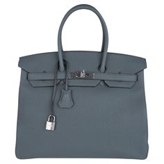 Check out this item from 1stdibs! Hermes Birkin 35 Bag Vert Amande Palladium Hardware Togo Leather: https://www.1stdibs.com/id-v_15985152 Kelly Pochette, Orange Box, Hermes Orange, Hermes Birkin 35, Muted Green, Birkin Kelly, Togo Leather, Bag Designs, Birkin 25