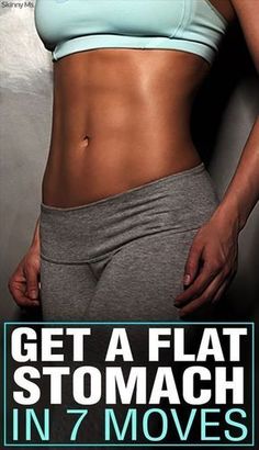 a woman in grey pants and blue top posing for the cover of her book get a flat stomach in 7 moves